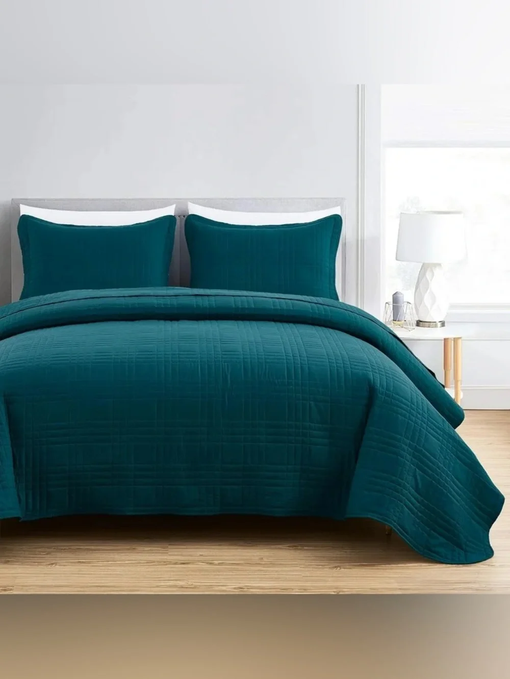 Teal king 3 piece Quilted Bedspread Set